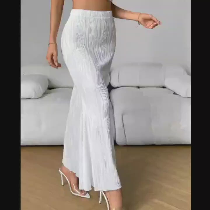 Directional Women'S Textured Fishtail Skirt Elastic High-Waist Butt-Hugging Half Skirt Elegant Party Dance Dress
